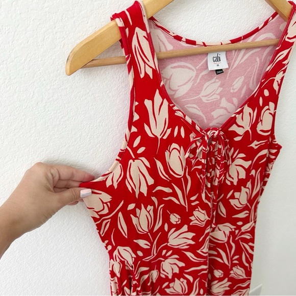 CAbi #6393 Tearoom Floral Maxi Dress Red Jersey Knit Size M - Picture 5 of 9